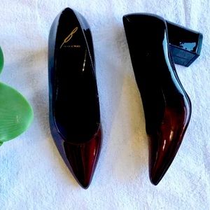 Gorgeous Brian Atwood pumps - patent leather, burgundy ombré, size 8